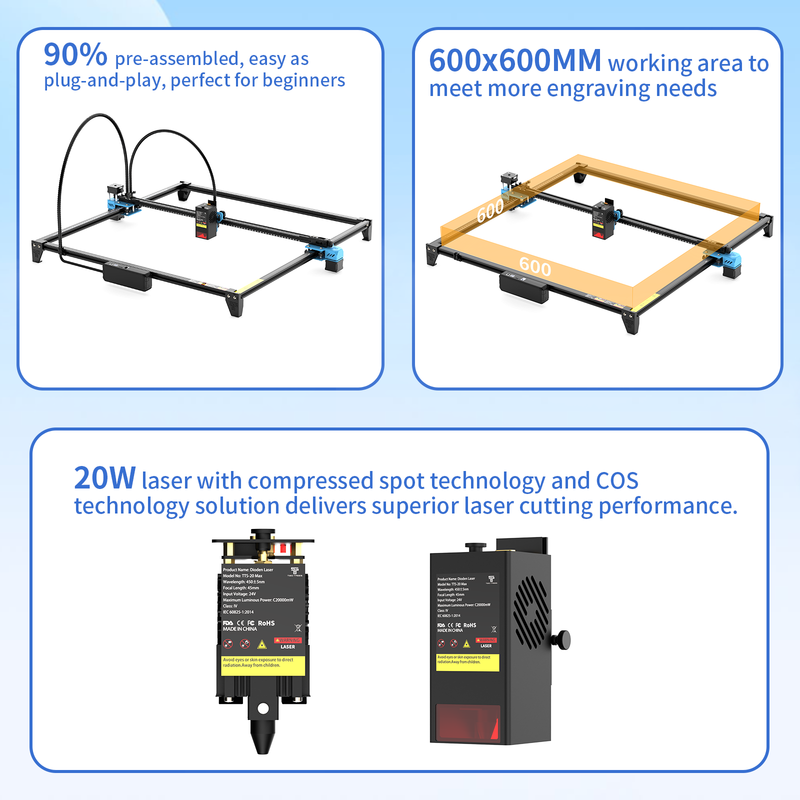 Twotrees TTS-20 Max Metal 20W  - Acrylic Cutting Machine avis et prix