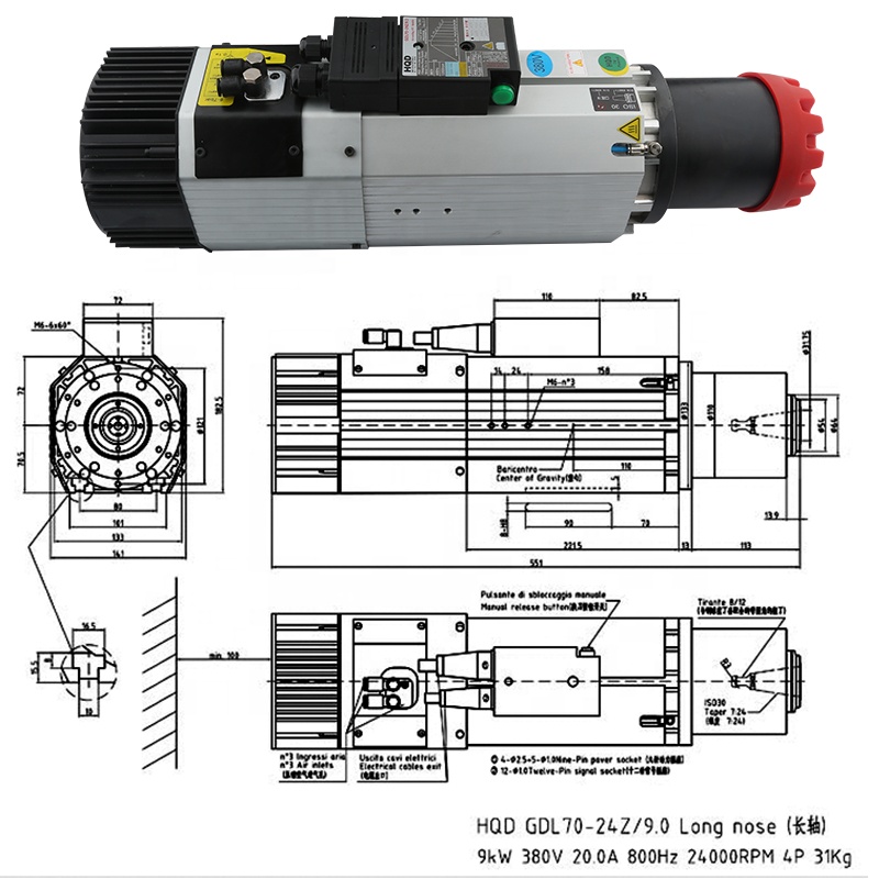 Suppliers HQD 9kw 220v 380v Lo - Cnc Spindle Motor avis et prix