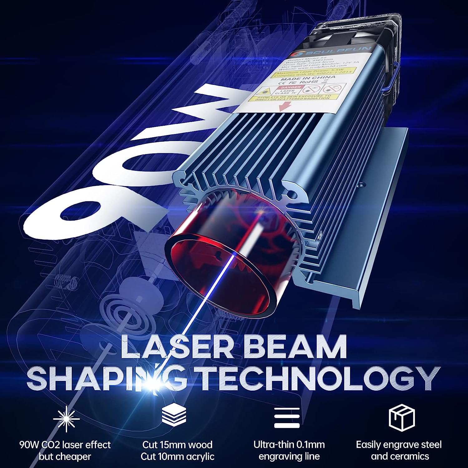 SCULPFUN S9 Laser Engraver 90W - Industrial Laser Blasting avis et prix